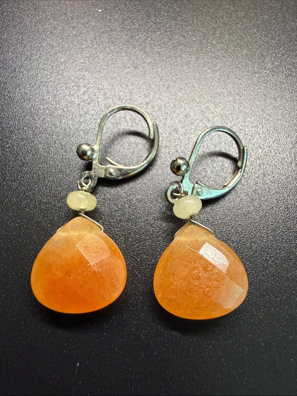 ❤️🔥 Orange Faceted Teardrop Dangle Earrings